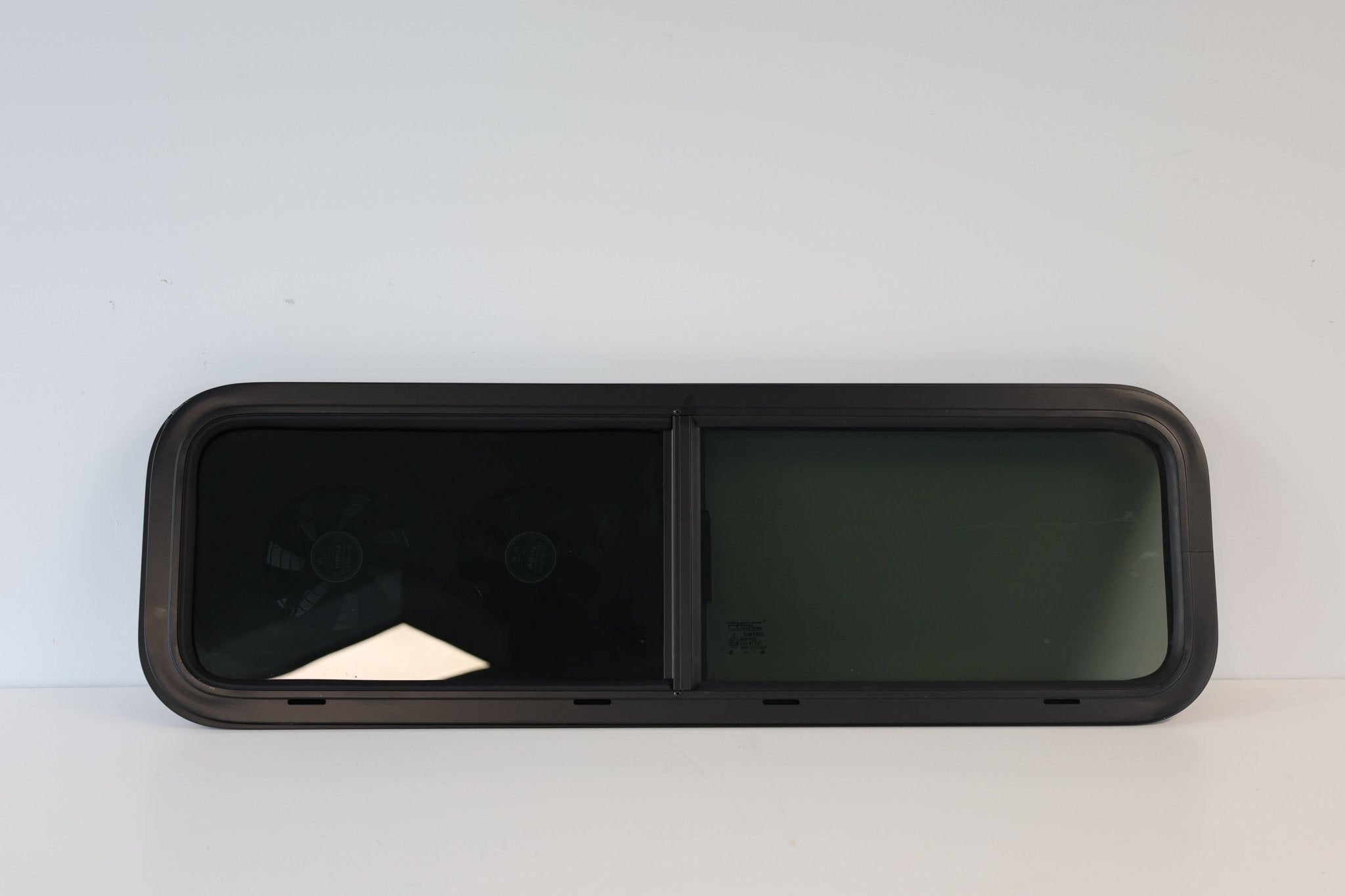 VW1033 Dual - Fan Half Slider Bunk Window - Out There Vans, LLC