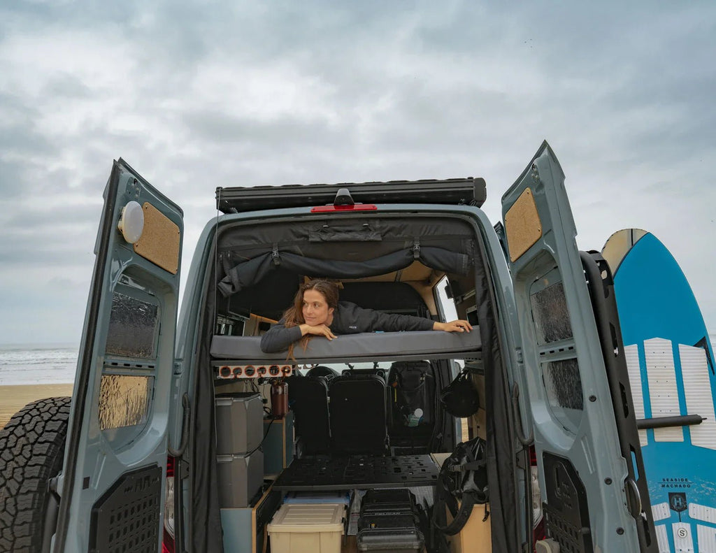 White Top Adventures Ford Transit 4-Panel All Aluminum Platform Bed System - Out There Vans
