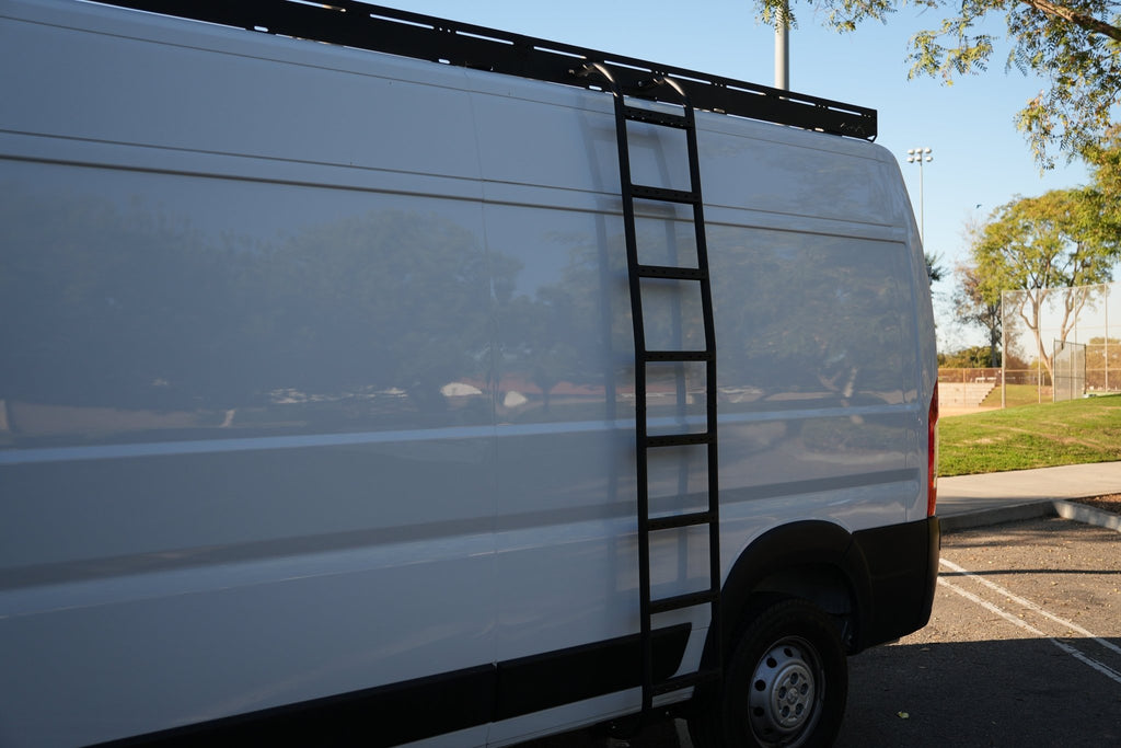 White Top Adventures ProMaster High Roof Side Ladder - Out There Vans, LLC
