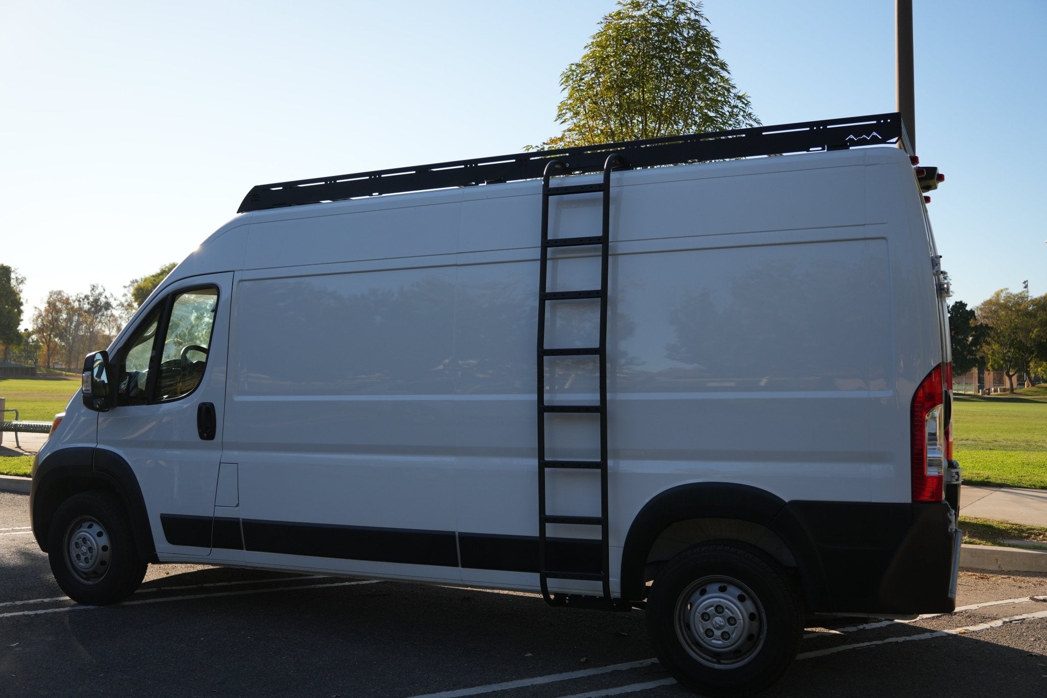 White Top Adventures ProMaster High Roof Side Ladder - Out There Vans, LLC