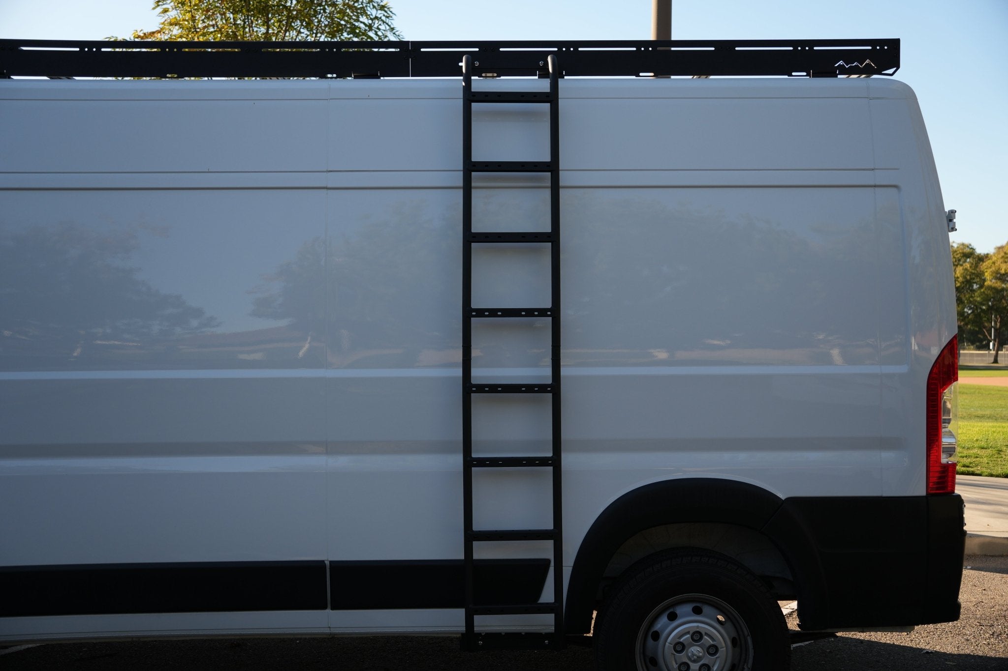 White Top Adventures ProMaster High Roof Side Ladder - Out There Vans, LLC